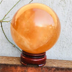 Natural Meditation Crystal 1 PCS 3-9cm Natural Orange Crystal Quartz Ball, for Home Decoration, with Stand Crystal Stone (Size : 7cm)