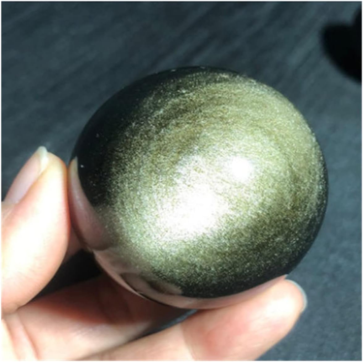 ZTBH Natural Meditation Crystal Natural Gold Cat Eye Obsidian Crystal Ball, Home Decoration Crystal Stone (Size : 50-55mm)