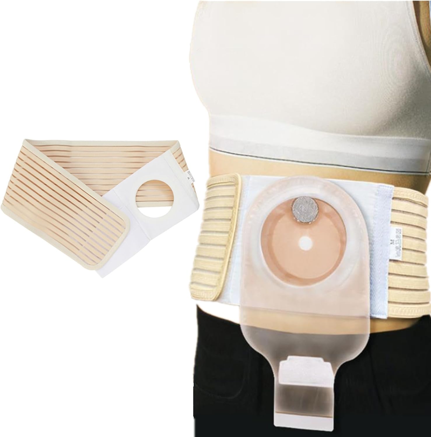 Men Or Women Ostomy Belt Breathable Ostomy Hernia Support Belt Abdominal Stoma Binder Brace Abdomen Band Stoma Support for Colostomy Patients to Prevent Parastomal Hernia Stoma Opening (L)