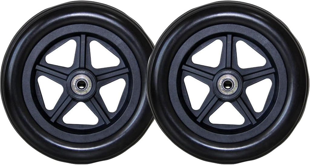 6 Inch 7 Inch 8 Inch Polyurethane Manual Wheelchair Wheel Universal Wheel with Bearing 1 Pair(Black,7 inches)