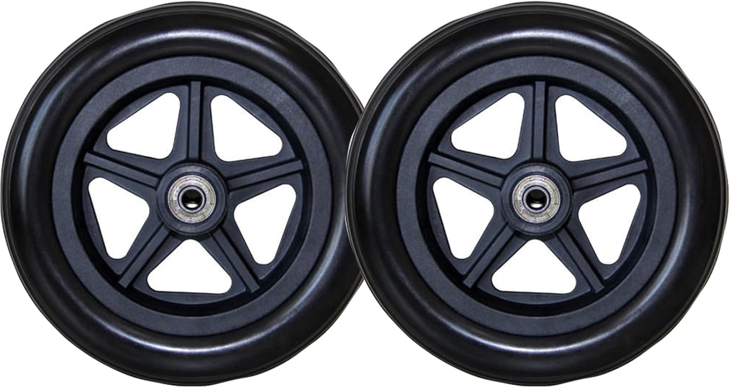 6 Inch 7 Inch 8 Inch Polyurethane Manual Wheelchair Wheel Universal Wheel with Bearing 1 Pair(Black,7 inches)