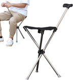 Folding Cane with Seat, Ergonomic Support Crutch Stool, Folding Walking Stick with Seat, Heavy Duty Support Stool, Non-Slip Mobility Aids, for Trip Park Visit Travel Climbing Hiking Picnic