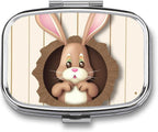 Pill Box 2 Compartment Medicine Pill Case Easter Bunny Wooden Hole Portable Pill Box for Pocket Or Purse Pill Box Decorative Metal Medicine Vitamin Organizer Unique Gift, Style
