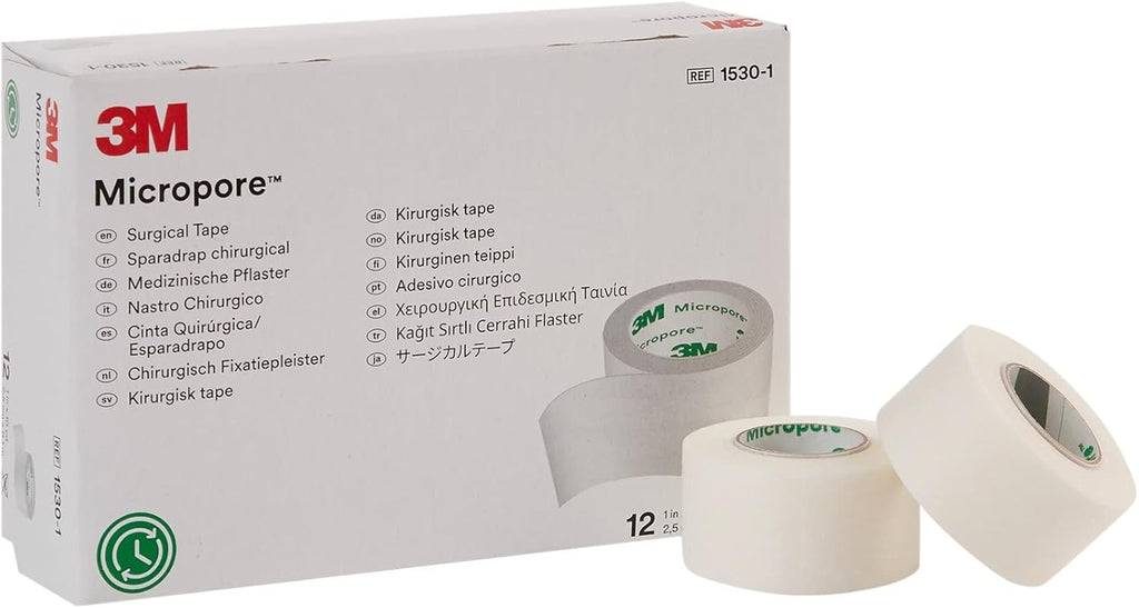 3M™ Micropore™ Surgical Tape 1530-1, 1 IN x 10 YD (2,5cm x 9,1m), 12 Rolls/Carton