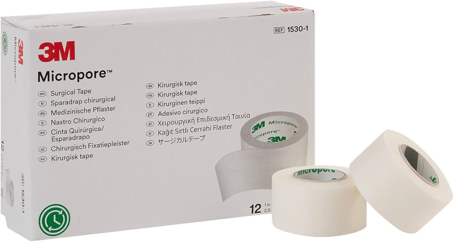 3M™ Micropore™ Surgical Tape 1530-1, 1 IN x 10 YD (2,5cm x 9,1m), 12 Rolls/Carton