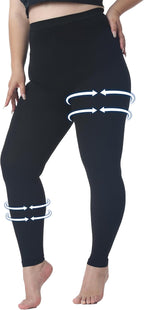 Plus Size 5XL Medical Compression Pantyhose for Women & Men, 15-20 mmHg Graduated Compression Leggings, Opaque Footless Waist High Compression Stockings for Edema, Varicose Veins, Flight, DVT, Black