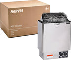 Harvia KIP Sauna Heater, Wall Mounted Electric Sauna Stove, Stainless Steel 220v Heater with Sauna Stones Included, Large Stone Cavity for Maximum Heat Release (6kW - Dials)