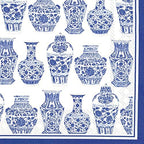 Boston International IHR Rosanne Beck Collections Cocktail Beverage Paper Napkins, 5" x 5", Blue and White Urns, 20 Count (Pack of 1)