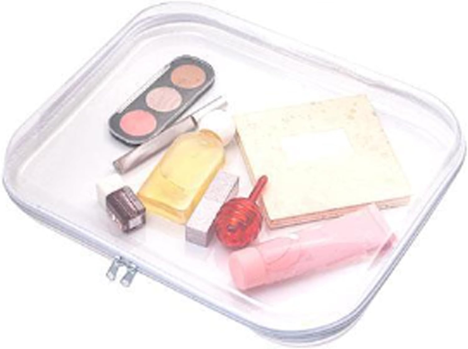 Generic Glamanizer Transparent Cases for Snacks, Hard Clear PVC Double Zipper Pouches Travel Case, for Vacation, Bathroom and Organizing