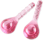 Ice Globes Facial Cooling Tools, Cryo Beauty Balls with Anti-Slip Handle for Face, Eyes & Neck, Soothing Cold Massage Tool for Relaxing & Refreshing Skincare Routine, Glitter Pink