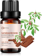 Sandalwood Essential Oil - 100% Pure Organic Natural Plant (Santalum Album) Sandalwood Oil for Diffuser, Aroma, Skin, Meditation, Massage - 0.33oz