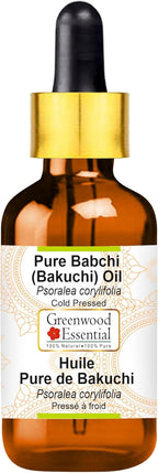 Greenwood Essential Babchi (Bakuchi) Oil (Psoralea corylifolia) with Glass Dropper | Cold Pressed | Natural | Undiluted | For Diluting Essential Oils | For Skin & Massage | Unisex | 15ml (0.50 oz)