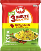 MTR 3minute Poha - Ready-to-Cook Mix - Authentic Indian Food in Just 3 Minutes - 100% Vegetarian - No Added Preservatives - Just Add Hot Water - Quick & Easy ((Regular Poha - 160g, Pack of 6)