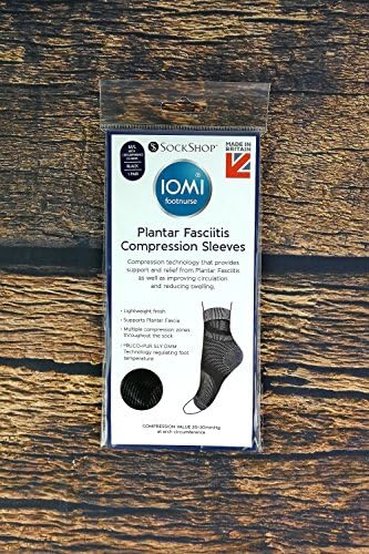 IOMI - 20-30 mmHg Plantar Fasciitis Compression Sleeve Socks with Arch Support (S/M, Black)