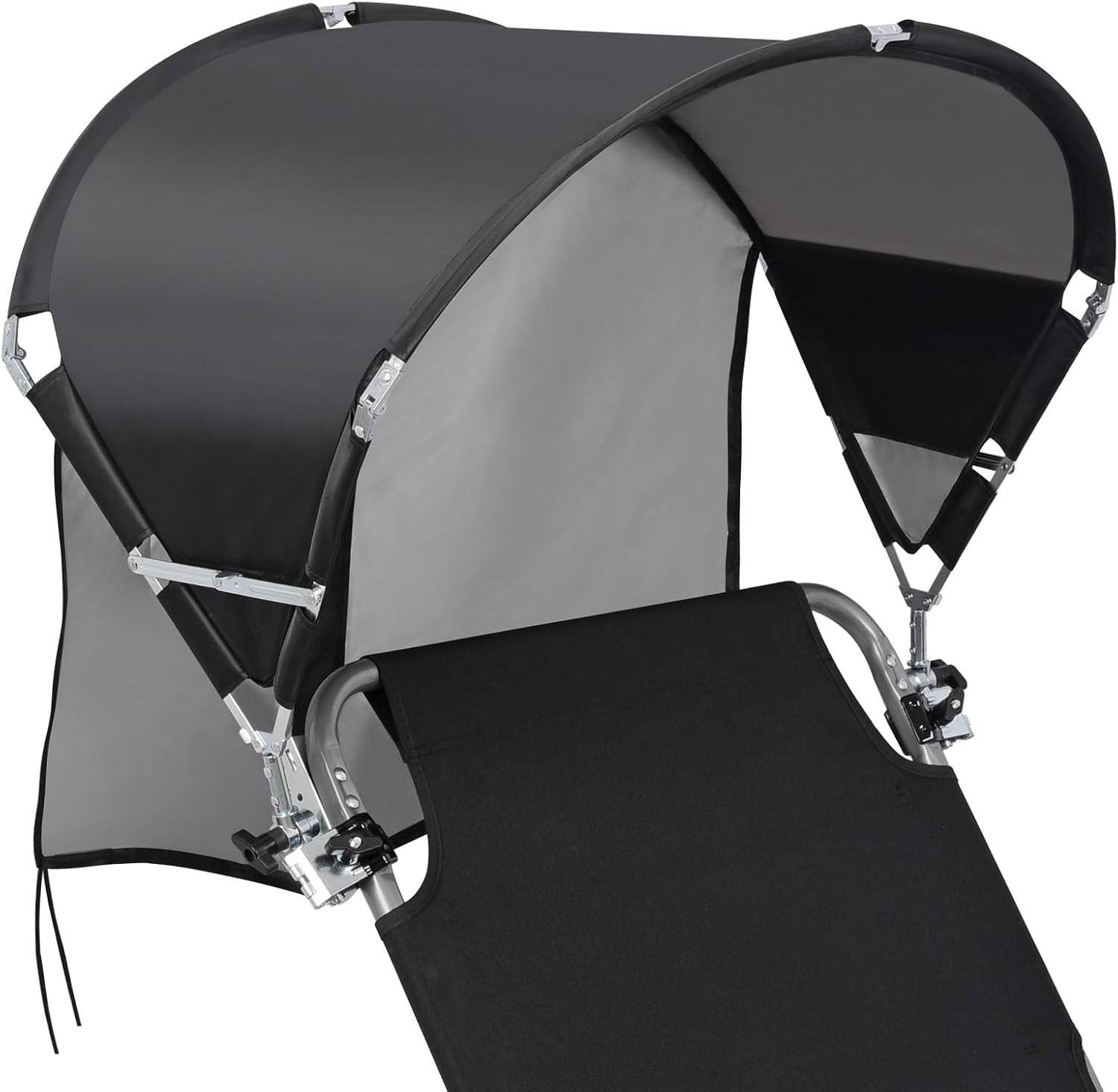 Universal Chair Umbrella Canopy, UPF 50+ Chair Sun Shade Attachment with Adjustable Clamp Fits Most Brands’ Beach, Camping, Lawn, Wheelchair, Tanning, Zero Gravity, Lounge, Fishing Chairs, Patented