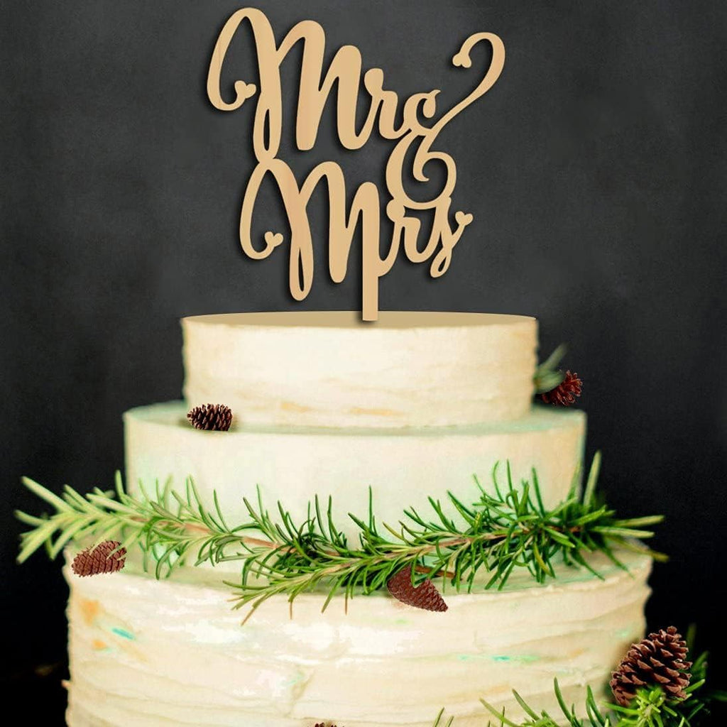 Mr and Mrs Cake Toppers Rustic Wood Wedding Aniversary Party Engagement Decoration