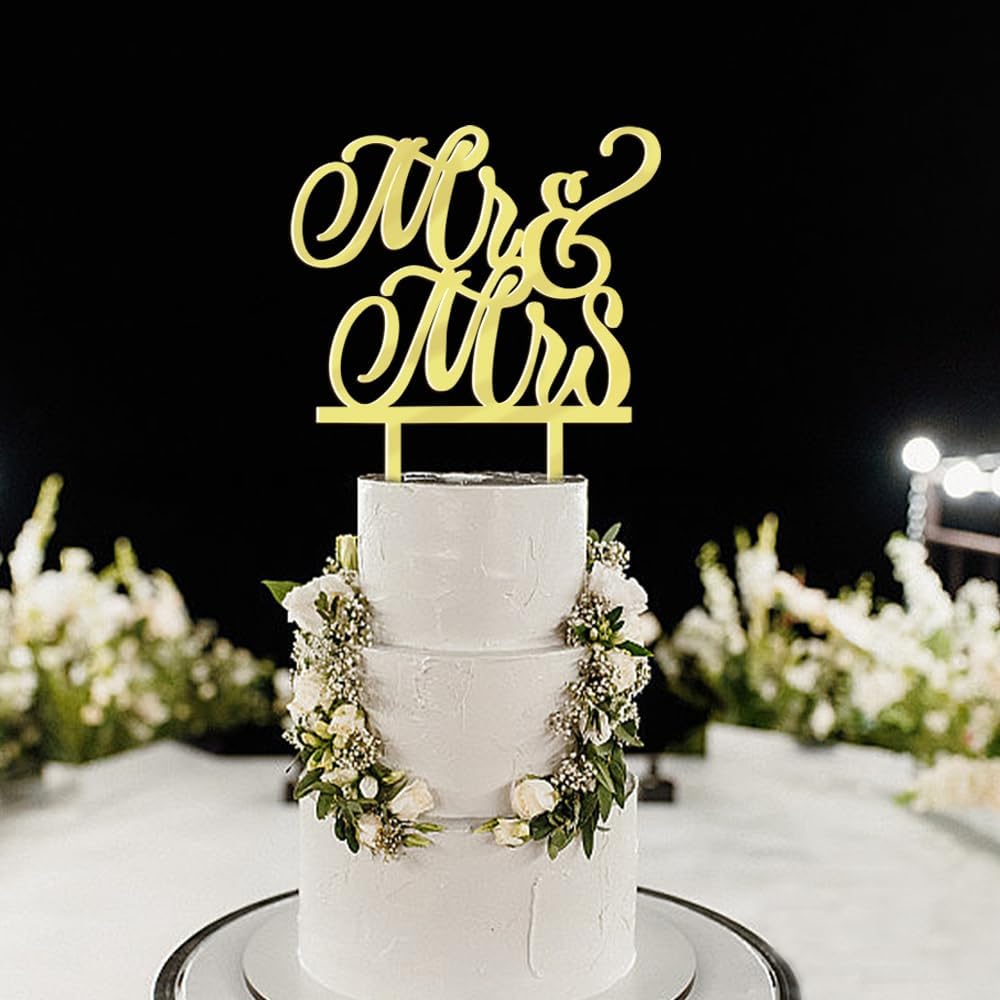 Acrylic Mr & Mrs Cake Topper, Bride and Groom, Wedding/Anniversary Decor(Acrylic Mr & Mrs)
