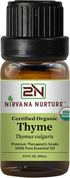 Thyme Essential Oil, USDA Certified Organic, 100% Pure Undiluted, Aromatherapy Oil for Diffuser, Hair & Skin Care