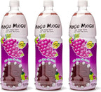 [Pack of 3] [Free Measuring Spoon] Mogu Mogu Juice with Nata De Coco - 33.8 Fl Oz Large Family Size (Grape), 320 ml