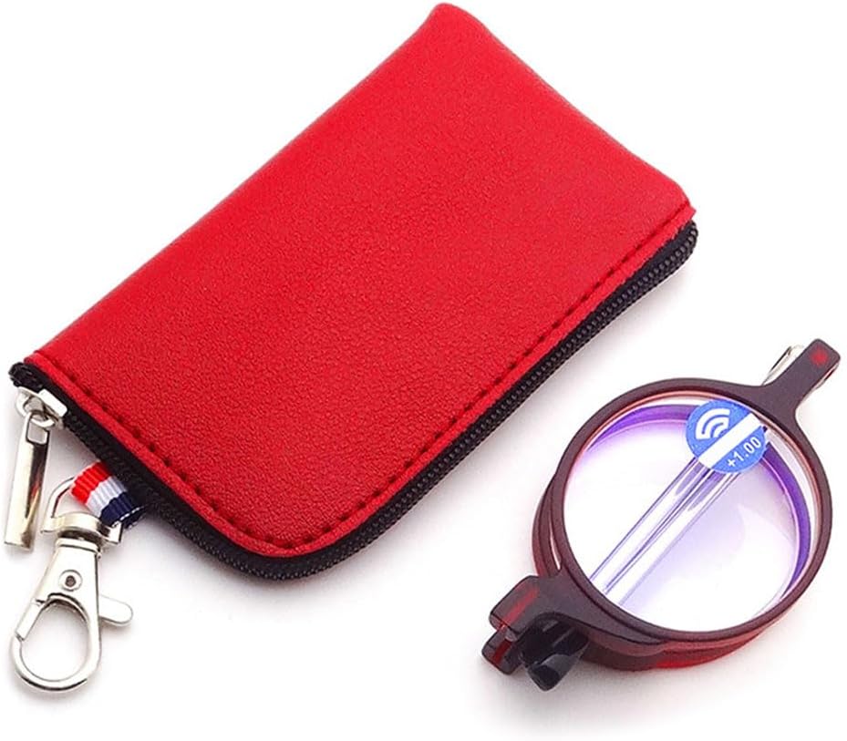 VEVESMUNDO Portable Round Reading Glasses Foldable Folding Lightweight Travel Eyeglasses Readers in Case