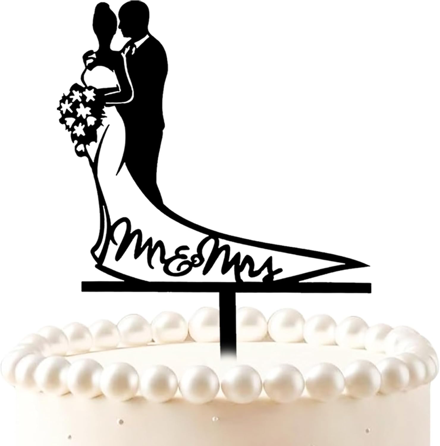 Mr & Mrs Wedding Cake Topper Black Mirror Acrylic Bride and Groom Cake Decorations for Couple Engagement Bridal Shower Weddings Cake Decor Supplies