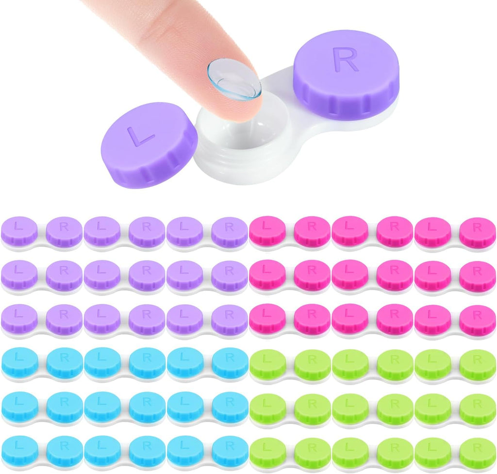 KISEER 36 Pack Colorful Cute Contact Lens Case Bulk Box Holder Container Soak Storage Kit (4 Color)