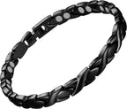 Feraco Magnetic Bracelet for Women Titanium Steel Magnetic Therapy Bracelet with Neodymium Magnets, Unique X Shape Links (Black)
