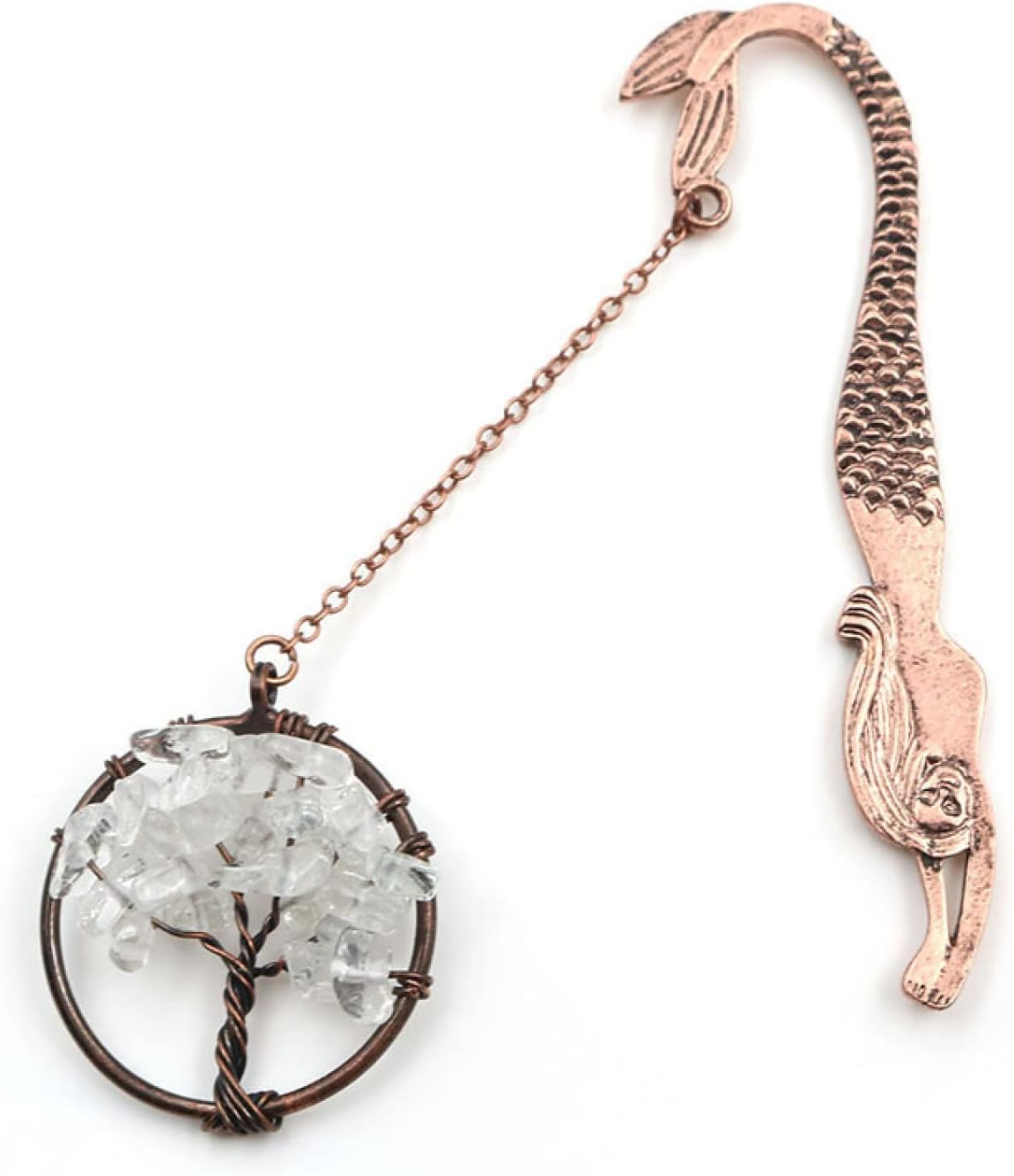 Copper Stone Tree of Life Bookmark Pendant Jewelry,Rock Crystal