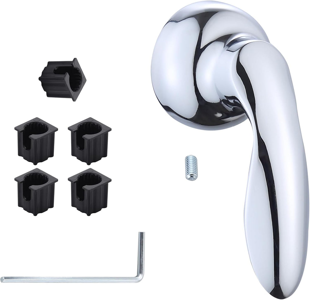 1046987-CP Shower Handle Replacement, Metal Lever Handle for Kohler Coralais Faucet, Polished Chrome with 5 Plastic Adapter Inserts