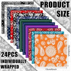 Copkim 24 Pcs Microfiber Cleaning Cloth Paisley Elegant Flowers Design Glasses Cleaning Cloth Multicolor Microfiber Lens Wipes Reusable Eyeglasses Wipes for Camera Lens Cell Phone Screens, 6 x 6 Inch