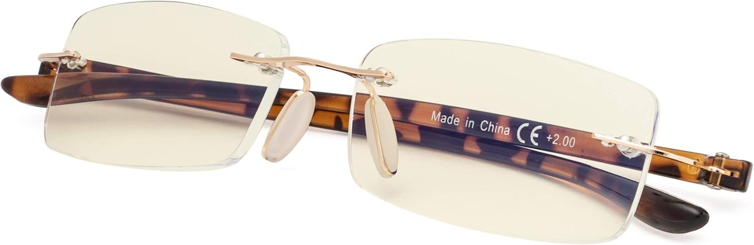 Eyekepper 4-pack Reading Glasses Blue Light Blocking Thin Metal Hollow Frame Women Men Readers
