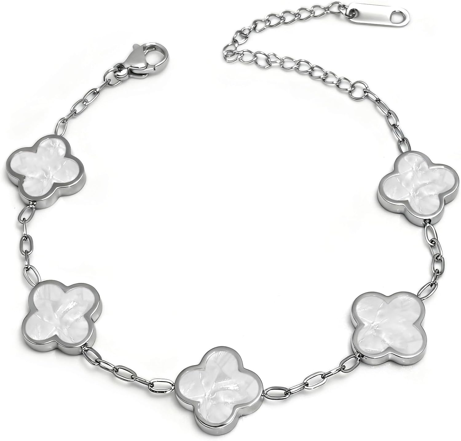 18K Gold/Silver Plated Bracelets for Women Trendy Non Tarnish Four Leaf Clover Bracelet Fashion Jewelry Gift for Her