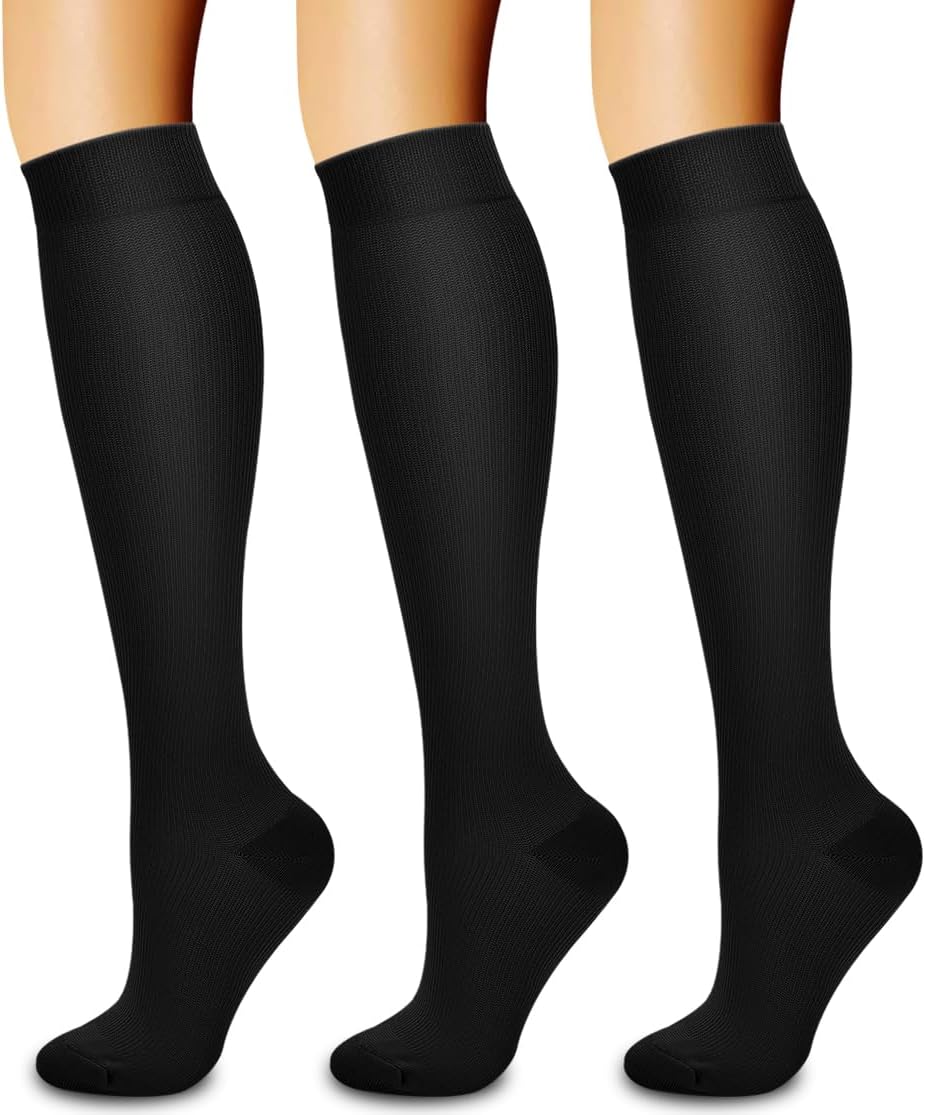 COOLOVER Compression Socks for Women and Men Circulation(3 Pairs)-Best Support for Running, Athletic, Nursing, Travel