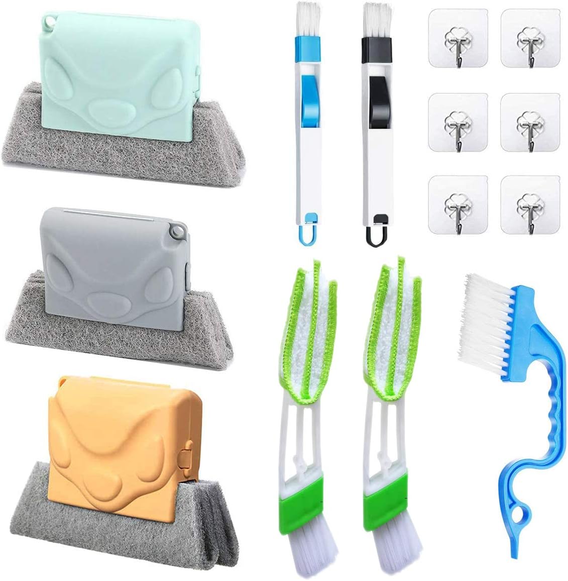 Magic Window Cleaning Brush,Window Groove Cleaning Brush Set，Hand-held Groove Gap Cleaning Tools,Window Blind Sliding Door Track Cleaner Duster Brush for Tile Lines Car Vents Keyboard（8Pcs）