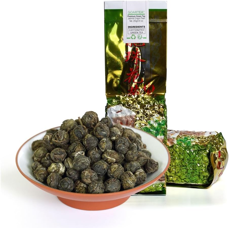 GOARTEA - Jasmine Dragon Pearls - 2Pcs 250g / Total 17.6oz Premium Grade - Jasmine Pearl Green Tea - Chinese Green Tea Loose Leaf