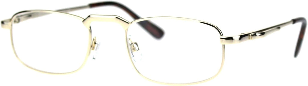 SA106 Mens Pocket Clip Arm Spring Hinge Rectangular Metal Rim Reading Glasses