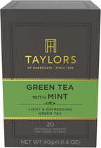 Taylors of Harrogate Green Tea with Mint, Individually Wrapped Bags, 20 Count (Pack of 6), Refreshing, Light & Lively, Caffeinated, Enjoy Hot or Iced, 120 Teabags Total