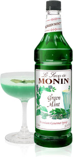 Monin - Green Mint Syrup, Bold Peppermint Coolness, Natural Flavors, Great for Smoothies, Sodas, Cocktails, and Teas, Non-GMO, Gluten-Free (1 Liter)