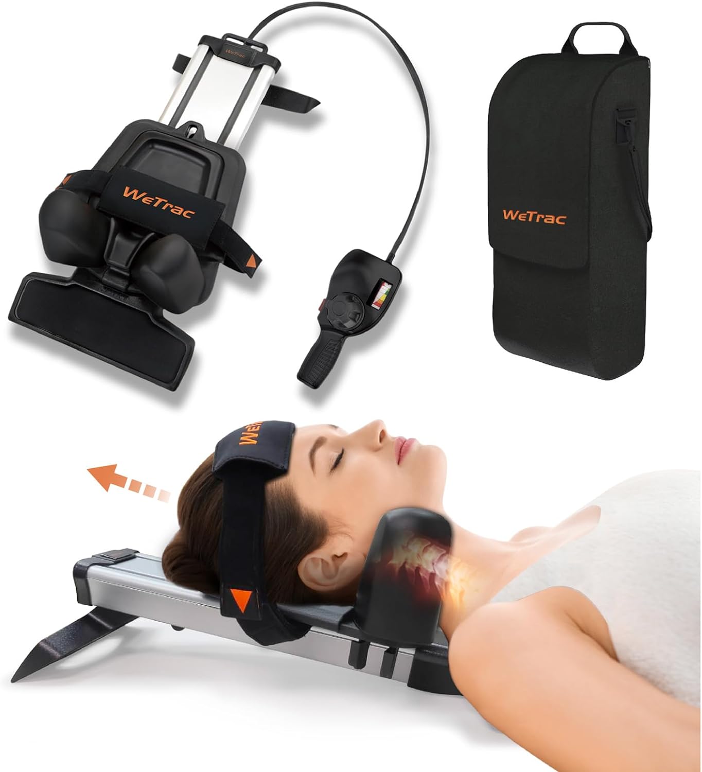 iSTIM WeTrac Cervical Neck Traction Device, Relaxer and Stretcher, Pain Relief for Spinal Decompression, Relieving Pinched Nerves, and Cervical Pain, Home Use, with Travel Bag