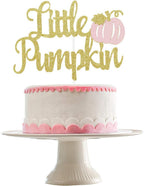 Little Pumpkin Cake Topper Gold and Pink Little Pumpkin Baby Shower Cake Topper for Little Pumpkin 1st Birthday Baby Shower Cake Supplies