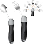 Weighted & Swivel Adaptive Utensils for Hand Tremors,Parkinson‘s - Comfort Grip Silverware Set, Eating Aids for Arthritis, Elderly & Weak Hands (Spoon & Fork)