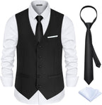 Men’s Suit Vest 3-Piece Slim Fit| Satin Back Formal Waistcoat For Business& Casual