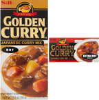 S&B Golden Curry Sauce Mix Bundle - Hot 3.2 oz and Extra Hot 7.8 oz Japanese Curry Mix