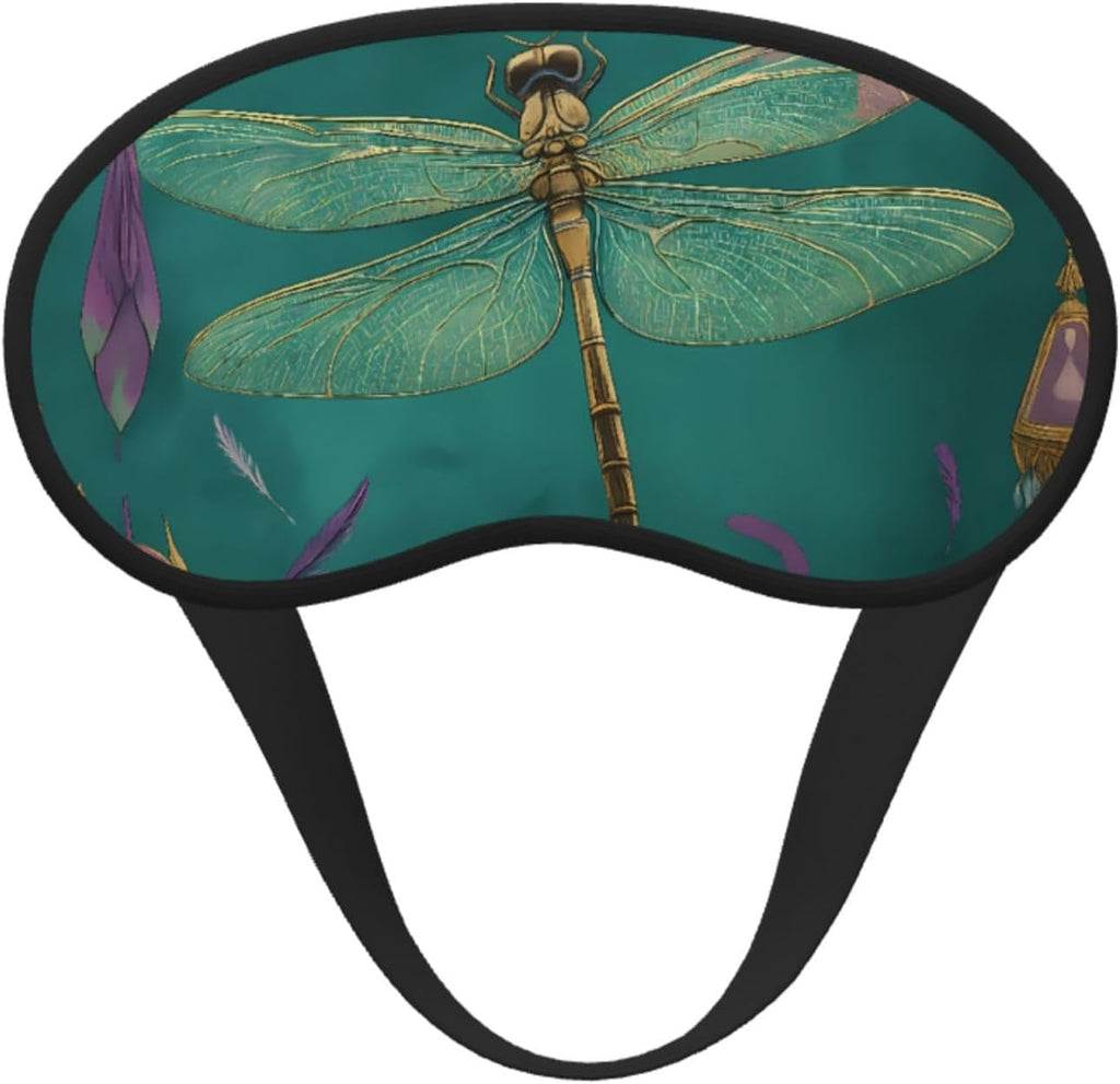 Inspirational Dragonfly and Flowers Sleep Mask Eye Mask Sleep Shade Cover Blocks Light for Women Men Travel Nap