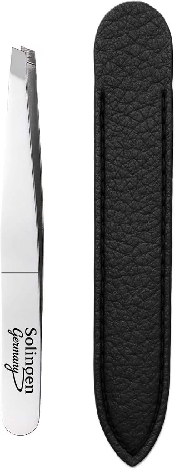 Made in Solingen, Germany APEXAY Professional Tweezers (Stainless Steel) – Multi-Purpose High-Precision Tweezers for Eyebrows, Hair Removal, and Crafts (Classic) (Slanted)