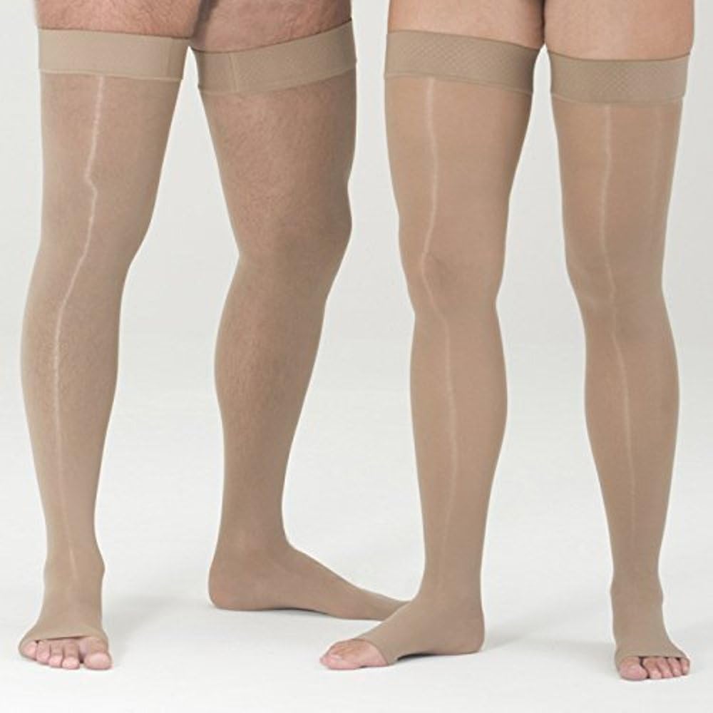 medi Assure, 30-40 mmHg, Thigh High Compression w/Silicone Top-Band, Open Toe