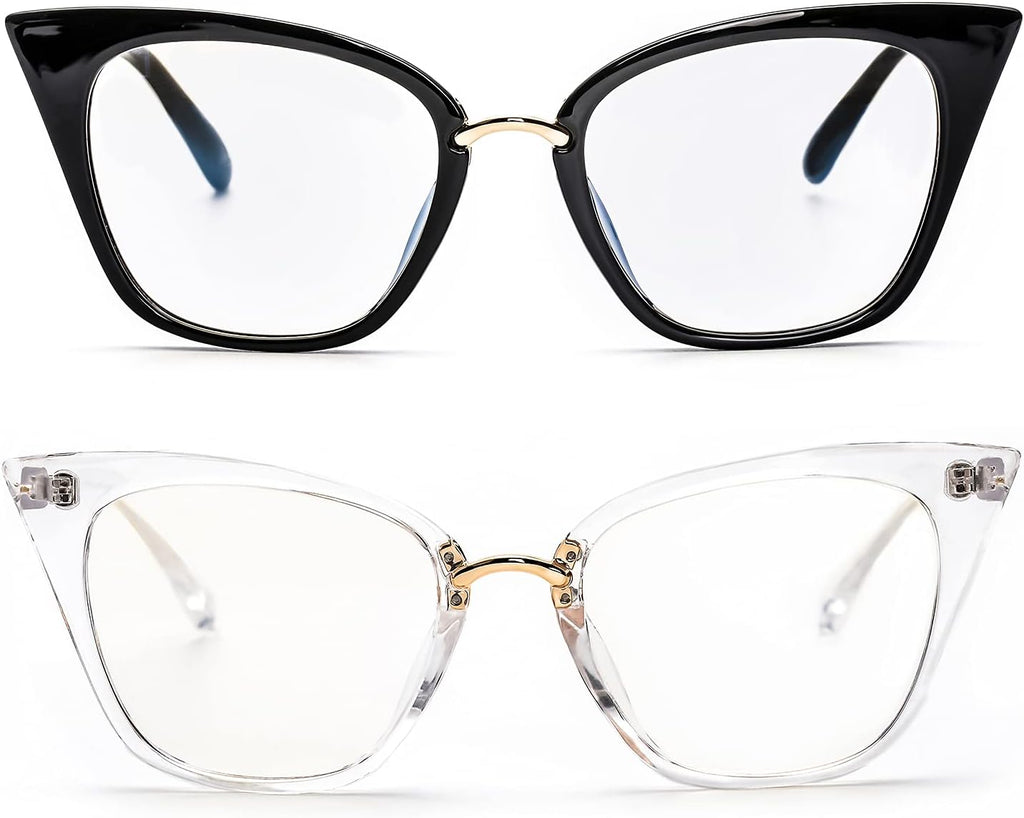 ZUVGEES 2 Pack Womens Cute Oversized Cat Eye Blue Light Blocking Reading Glasses Computer Readers