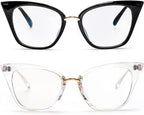 ZUVGEES 2 Pack Womens Cute Oversized Cat Eye Blue Light Blocking Reading Glasses Computer Readers