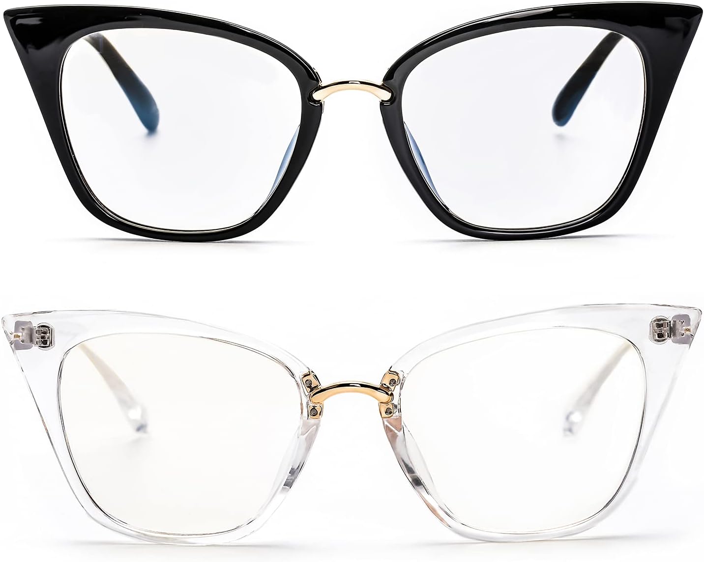 ZUVGEES 2 Pack Womens Cute Oversized Cat Eye Blue Light Blocking Reading Glasses Computer Readers