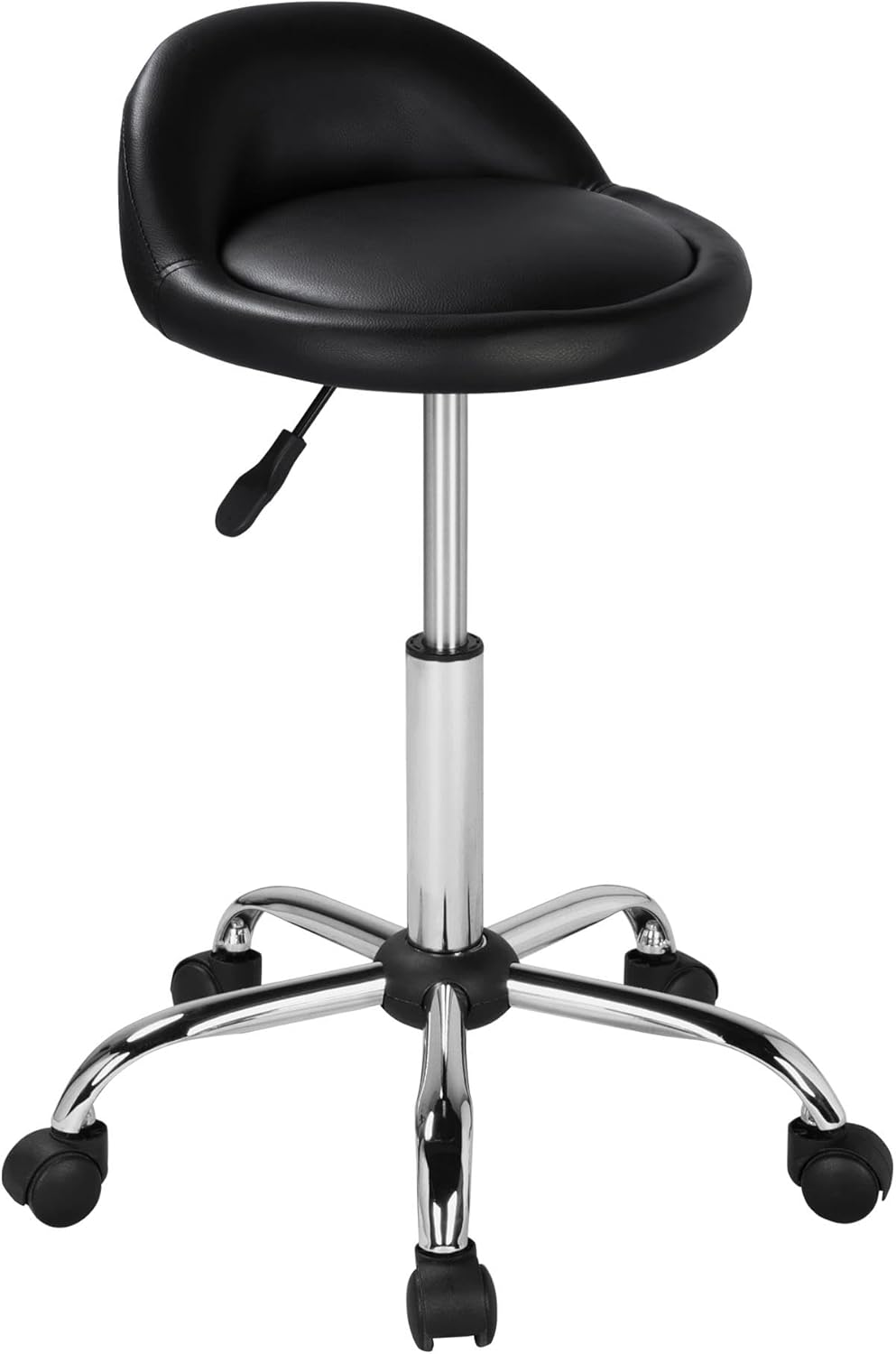 Yaheetech Height Adjustable Rolling Swivel Salon Stool Chair Hydraulic Ergonomic with Backrest Wheels for Tattoo Massage Facial Spa Manicure Dentist Clinic,Black